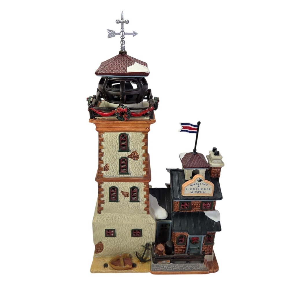 Lemax Maritime Lighthouse Museum Christmas Village Rotating Light Nautical Video